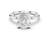 Pear Milgrain Accent Solitaire Engagement Ring - White Gold