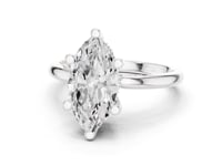 Marquise Milgrain Accent Solitaire Engagement Ring - White Gold