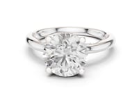 Round Milgrain Accent Solitaire Engagement Ring - White Gold