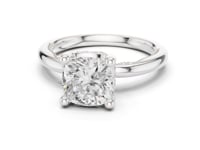Cushion Milgrain Accent Solitaire Engagement Ring - White Gold