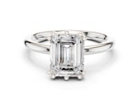 Emerald Eight-Prong Crown Solitaire Engagement Ring - White Gold