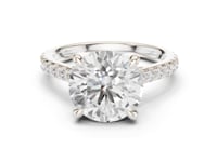 Round Double-Prong Pave Engagement Ring - White Gold