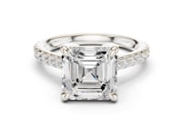 Asscher Double-Prong Pave Engagement Ring - White Gold