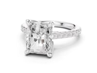Radiant Double-Prong Pave Engagement Ring - White Gold