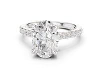 Oval Double-Prong Pave Engagement Ring - White Gold