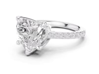 Heart Double-Prong Pave Engagement Ring - White Gold