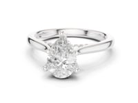 Pear Hidden Halo Cathedral Solitaire Engagement Ring - White Gold