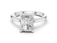 Radiant Hidden Halo Cathedral Solitaire Engagement Ring - White Gold
