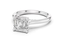 Asscher Hidden Halo Cathedral Solitaire Engagement Ring - White Gold