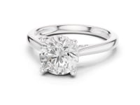 Round Hidden Halo Cathedral Solitaire Engagement Ring - White Gold