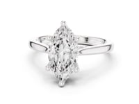 Marquise Hidden Halo Cathedral Solitaire Engagement Ring - White Gold