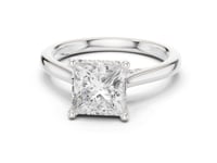 Princess Hidden Halo Cathedral Solitaire Engagement Ring - White Gold