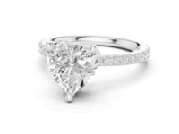 Heart Double Hidden Halo Pave Engagement Ring - White Gold