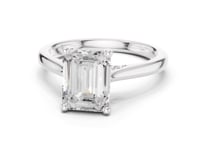 Emerald Hidden Halo Cathedral Solitaire Engagement Ring - White Gold