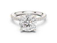 Round Double Hidden Halo Pave Engagement Ring - White Gold