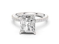Radiant Double Hidden Halo Pave Engagement Ring - White Gold