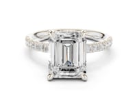 Emerald Crown Hidden Halo Pave Engagement Ring - White Gold
