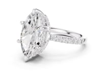 Marquise Crown Hidden Halo Pave Engagement Ring - White Gold
