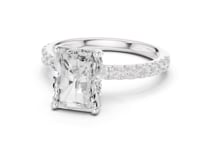 Radiant Compass Hidden Halo Pave Engagement Ring - White Gold