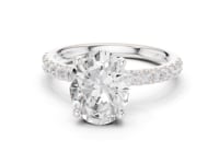 Oval Compass Hidden Halo Pave Engagement Ring - White Gold