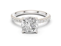 Cushion Compass Hidden Halo Pave Engagement Ring - White Gold