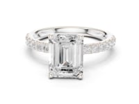 Emerald Compass Hidden Halo Pave Engagement Ring - White Gold