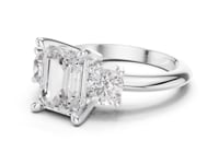 Emerald Classic Three Stone Engagement Ring - White Gold
