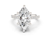 Marquise Double-Prong Pave Engagement Ring - White Gold