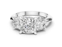 Cushion Classic Three Stone Engagement Ring - White Gold