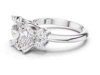 Oval Classic Three Stone Engagement Ring - White Gold