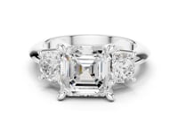 Asscher Classic Three Stone Engagement Ring - White Gold