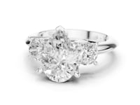 Pear Classic Three Stone Engagement Ring - White Gold