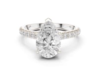 Pear Classic Hidden Halo Pave Engagement Ring - White Gold