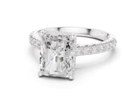 Radiant Classic Hidden Halo Pave Engagement Ring - White Gold