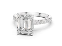 Emerald Classic Hidden Halo Pave Engagement Ring - White Gold