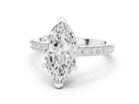 Marquise Classic Hidden Halo Pave Engagement Ring - White Gold