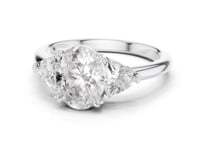 Oval Bold Trillion Three Stone Engagement Ring - White Gold