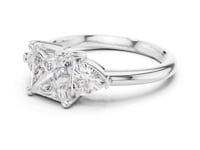 Princess Bold Trillion Three Stone Engagement Ring - White Gold