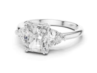 Radiant Bold Trillion Three Stone Engagement Ring - White Gold