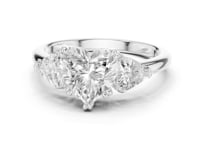 Heart Bold Trillion Three Stone Engagement Ring - White Gold
