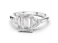 Emerald Bold Trillion Three Stone Engagement Ring - White Gold