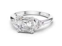 Asscher Bold Trillion Three Stone Engagement Ring - White Gold