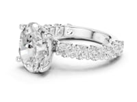 Oval Bold Shared-Prong Accent Engagement Ring - White Gold