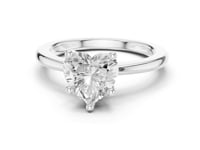 Heart Flat-Edge Solitaire Engagement Ring - White Gold