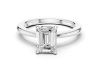 Emerald Flat-Edge Solitaire Engagement Ring - White Gold