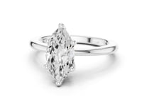 Marquise Flat-Edge Solitaire Engagement Ring - White Gold