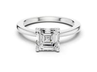 Asscher Flat-Edge Solitaire Engagement Ring - White Gold