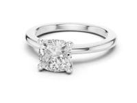 Cushion Flat-Edge Solitaire Engagement Ring - White Gold