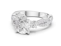 Pear Twist Three Stone Engagement Ring - White Gold
