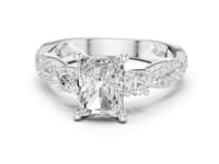Radiant Twist Three Stone Engagement Ring - White Gold